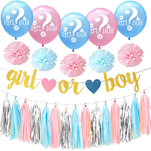 

Party Balloons 221 pcs Gender Reveal Boy or Girl Party Supplies Latex Balloons Banner Boys and Girls Party Decoration 12inch for Party Favors Supplies or Home Decoration