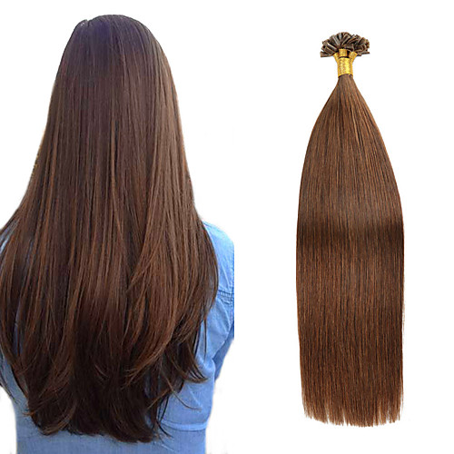 

Fusion / U Tip Hair Extensions Human Hair Stick Tip Hair Extensions 50 pcs 50 g Pack Straight Brown Hair Extensions