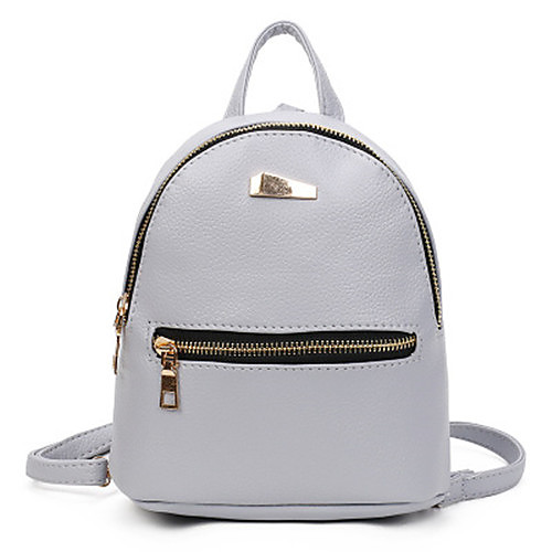 

Women's PU Leather School Bag Mini Backpack Zipper Solid Color Geometric Daily Backpack 2021 Black Blushing Pink Gray