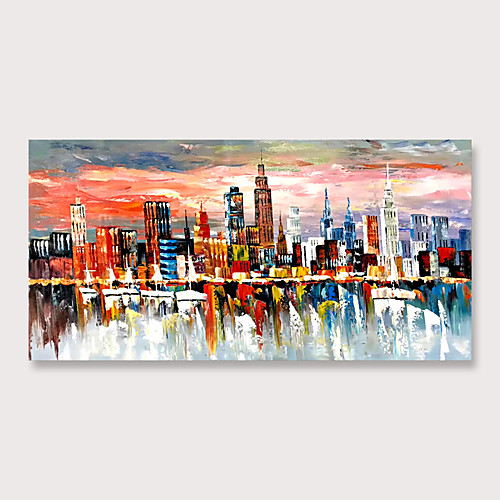 

Canvas Wall Art Prints Modern Abstract Cityscape Painting ModernColorful New York Skyline Buildings Picture for Home Office Decor Rolled Without Frame