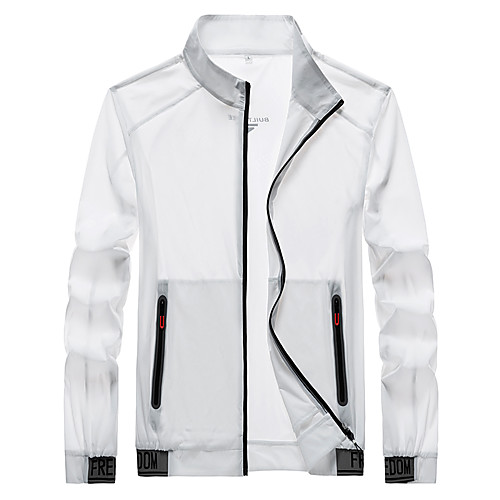 

Men's Hiking Jacket Hiking Windbreaker Summer Outdoor Sunscreen Breathable Quick Dry Ultra Light (UL) Jacket Top Nylon Elastane Camping / Hiking Fishing Climbing White Black Grey