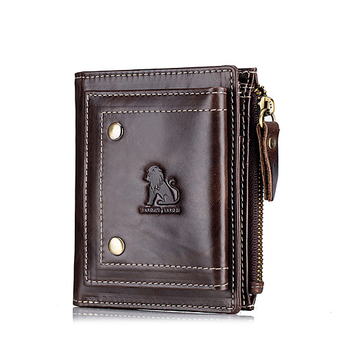 

Men's Bags Nappa Leather Wallet Zipper Shopping Daily 2021 Coffee