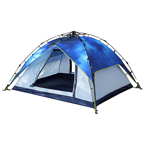 

3 - 4 person Family Tent Outdoor Lightweight Windproof Breathability Double Layered Poled Dome Camping Tent 1000-1500 mm for Fishing Camping / Hiking / Caving Picnic Terylene Polyster 215215145 cm