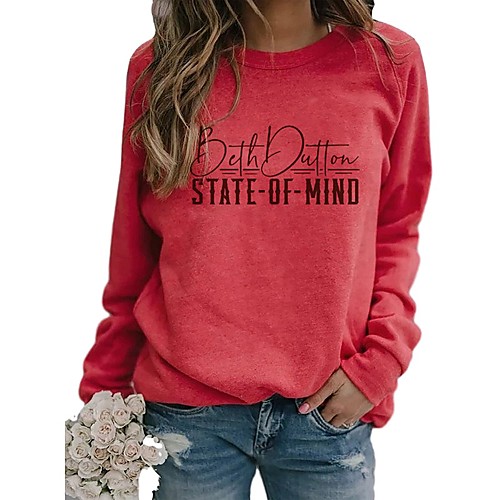 

Women's Pullover Sweatshirt Graphic Text Letter Daily Weekend Casual Hoodies Sweatshirts Blue Red Yellow