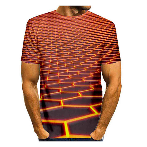 

Men's T shirt Graphic Print Short Sleeve Daily Tops Basic Brown