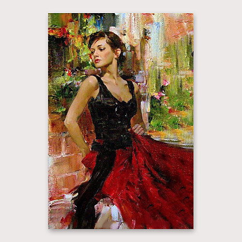 

Oil Painting Hand Painted Vertical Abstract People Modern Stretched Canvas