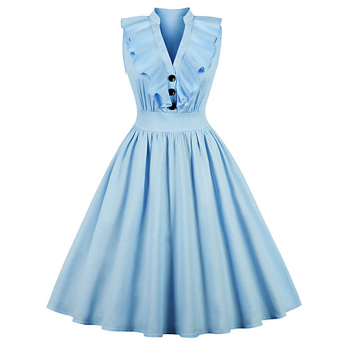 

Audrey Hepburn Dresses 1950s Vintage Vacation Dress Dress A-Line Dress Tea Dress Rockabilly Women's Spandex Costume Pink / LightBlue Vintage Cosplay A-Line