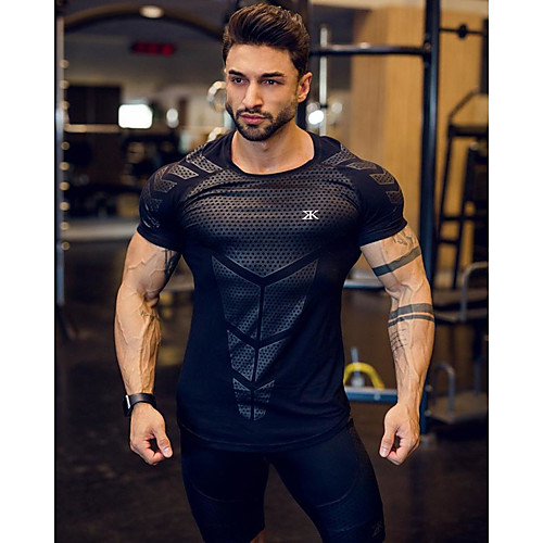 

Men's Short Sleeve Workout Tops Running Shirt Tee Tshirt Top Athleisure Breathable Soft Sweat Out Fitness Gym Workout Performance Running Training Sportswear Normal White Black Blue Dark Gray Rough