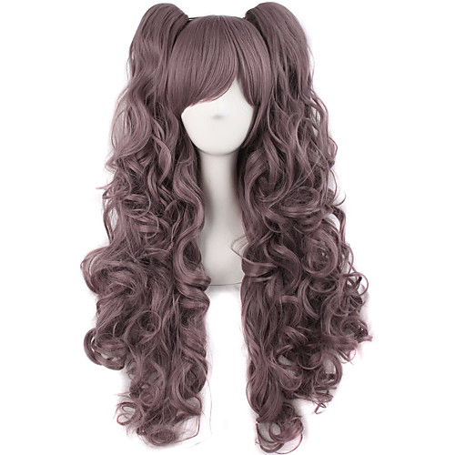 

Synthetic Wig Curly Wavy With Bangs Wig Long Light golden Violet Pink Light Blonde Dark Brown Wine Red Synthetic Hair 28 inch Women's Anime Cosplay Creative Blue Purple