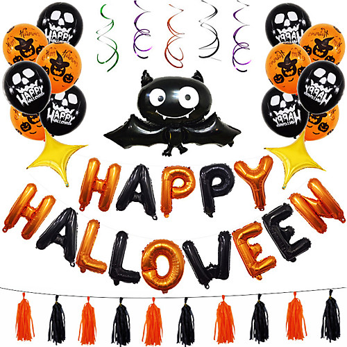 

Party Balloons 43 pcs Pumpkin Bat Halloween Party Supplies Latex Balloons Tassels Boys and Girls Party Decoration 12-16inch for Party Favors Supplies or Home Decoration