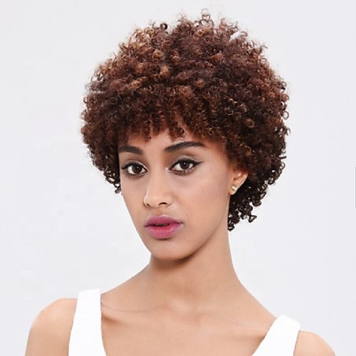 

Synthetic Wig Afro Curly Free Part Wig Short Dark Brown Synthetic Hair 10 inch Women's Party New Arrival Comfortable Dark Brown