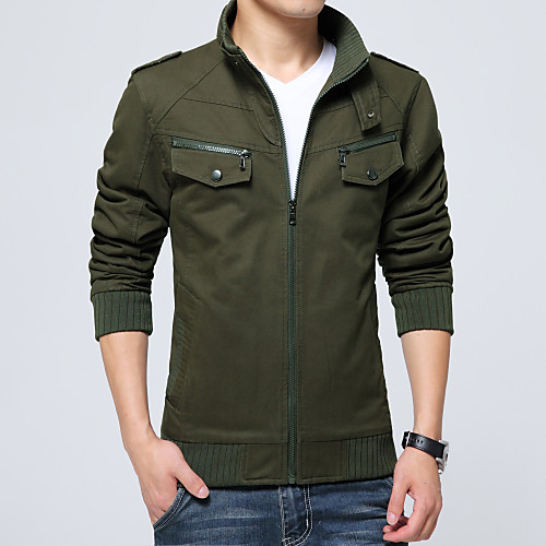 

Men's Hiking Jacket Hiking Windbreaker Military Tactical Jacket Winter Outdoor Solid Color Thermal Warm Lightweight Windproof Breathable Jacket Top Cotton Hunting Fishing Climbing Black Army Green