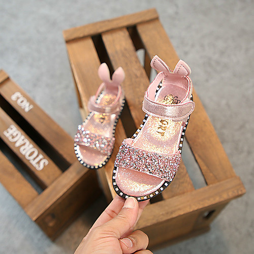 

Girls' Sandals Comfort PVC Little Kids(4-7ys) Daily Walking Shoes Sequin Black Pink Silver Summer Fall / Rubber