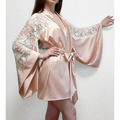 

Women's Lace Robes Suits Nightwear Patchwork Jacquard Embroidered Beige One-Size