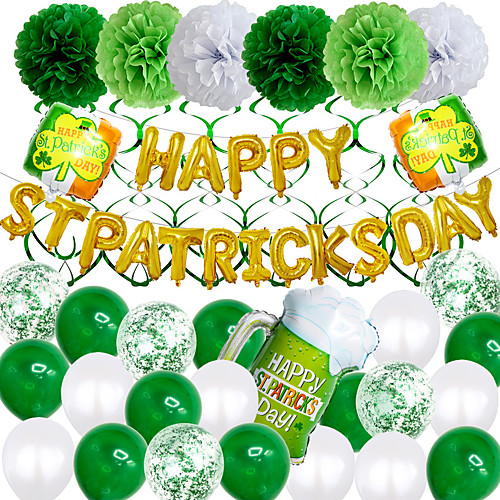 

Party Balloons 258 pcs Stpatrics Day Party Supplies Latex Balloons Paper Pom Poms Boys and Girls Party Decoration 10-12inch for Party Favors Supplies or Home Decoration