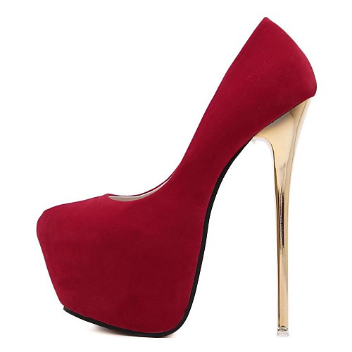 

Women's Heels Pumps Plus Size Platform High Heel Stiletto Heel Round Toe Sexy Minimalism Cocktail Party Party & Evening Suede Solid Colored Black Red