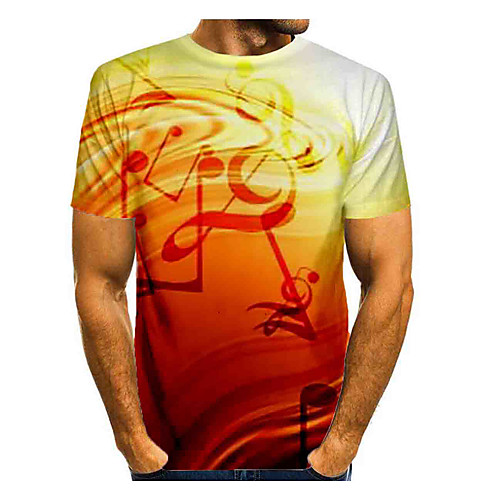 

Men's T shirt Graphic Print Short Sleeve Daily Tops Basic Yellow