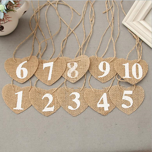 

Table Number Cards Jute 10pcs Party