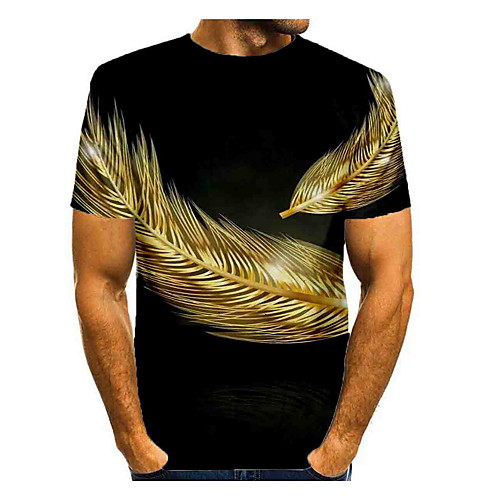 

Men's T shirt Graphic Print Short Sleeve Daily Tops Basic Black