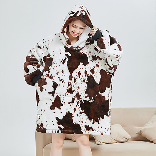 

Adults' Kigurumi Pajamas Bathrobe Milk Cow Onesie Pajamas Flannel Fabric White Cosplay For Men and Women Animal Sleepwear Cartoon Festival / Holiday Costumes / Bath Robe