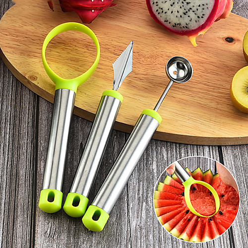 

3pcs Watermelon Tools Stainless Steel Carving Knife Fruit Water Melon Ice Cream Baller Scoop