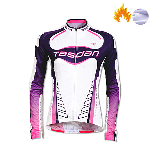 

TASDAN Women's Long Sleeve Cycling Jersey Winter Fleece White Patchwork Gradient Funny Bike Jersey Top Mountain Bike MTB Road Bike Cycling Breathable Quick Dry Sports Clothing Apparel / Stretchy