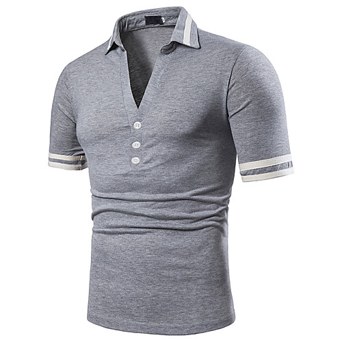 

Men's Polo Solid Colored Short Sleeve Daily Tops White Navy Blue Gray