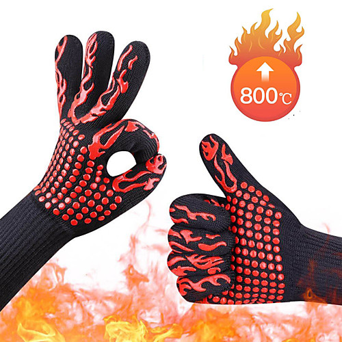 

Oven Mitts Gloves Hand Bakewere BBQ Silicon Gloves 2pairs High Temperature Anti-scalding 500-800 Degree Heat Resistant Oven Gloves Insulation Barbecue Microwave Flexible Soft 1pair