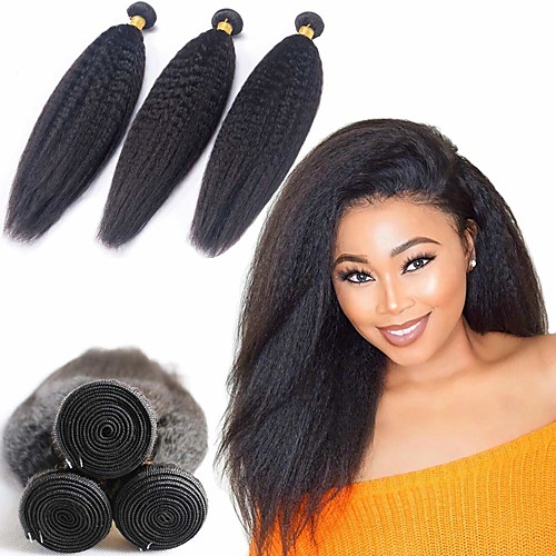 

3 Bundles Hair Weaves Brazilian Hair kinky Straight Human Hair Extensions Remy Human Hair 100% Remy Hair Weave Bundles 300 g Natural Color Hair Weaves / Hair Bulk Human Hair Extensions 8-28 inch