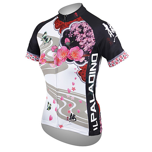 

ILPALADINO Women's Short Sleeve Cycling Jersey Summer Polyester White Blue Red Floral Botanical Plus Size Bike Jersey Top Mountain Bike MTB Road Bike Cycling Ultraviolet Resistant Quick Dry Breathable