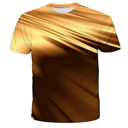 

Men's T shirt Graphic Print Short Sleeve Daily Tops Streetwear Exaggerated Gold