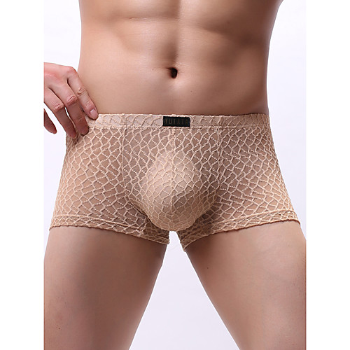 

Men's 1 Piece Mesh Boxers Underwear - Normal Low Waist White Black Wine S M L