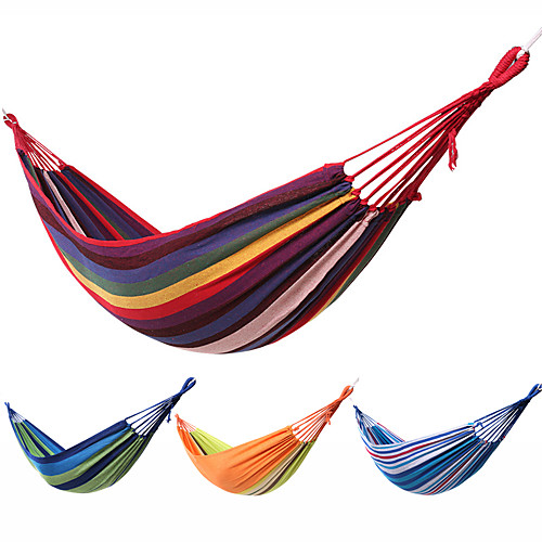 

Camping Hammock Outdoor Portable Compact Durable Folding Canvas for 1 person Camping / Hiking Hunting Fishing Stripes Orange / Green Fuchsia Blue / White 20080 cm