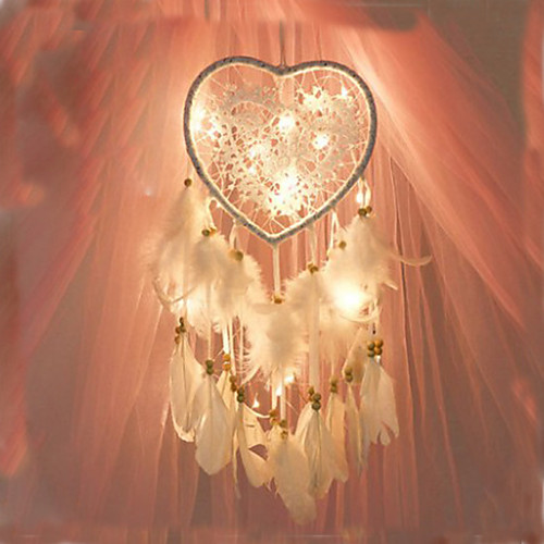 

Led Boho Dream Catcher Handmade Gift Wall Hanging Decor Art Ornament Craft Feather Bead Heart 6015cm for Kids Bedroom Wedding Festival