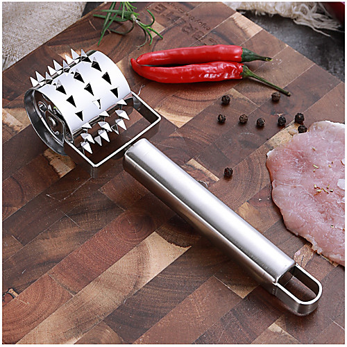 

Meat Hammer Kitchen Tool Gadget Stainless Steel Rolling Tender Baking Puncture Wheel Needle Knife