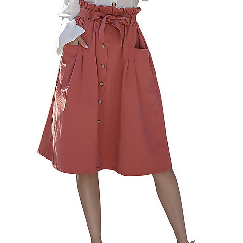 

Women's Basic Skirts Solid Colored Print Blue Red Khaki
