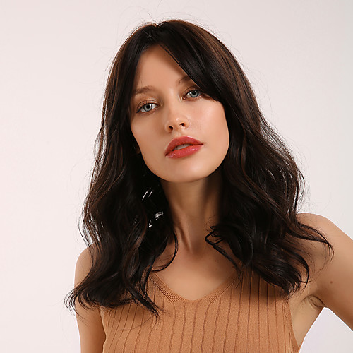 

Synthetic Wig Curly Natural Wave Middle Part Side Part Wig Medium Length Brown Synthetic Hair 20 inch Women's Cosplay Women Synthetic Brown HAIR CUBE / Ombre Hair