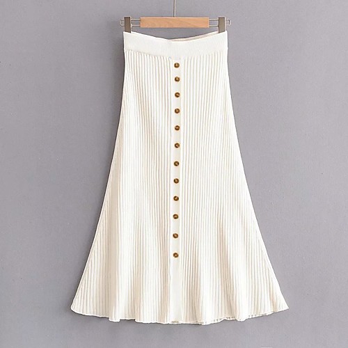 

Women's Daily Wear Basic Skirts Solid Colored White