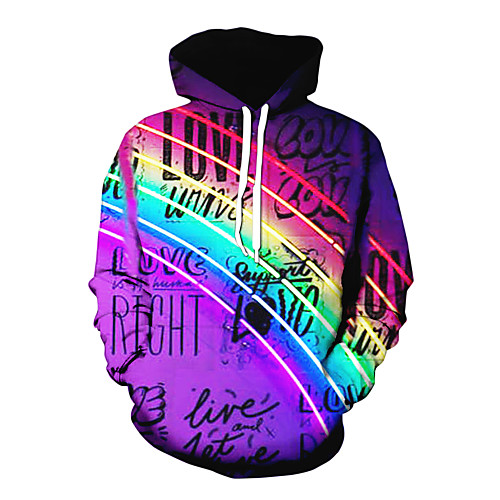 

Men's Daily Hoodie Rainbow Graphic Hooded Basic Hoodies Sweatshirts Purple