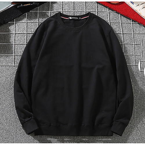 

Men's Sweatshirt Pullover Black White Blue Minimalist Jewel Neck Fleece Solid Color Cool Sport Athleisure Sweatshirt Top Long Sleeve Breathable Soft Comfortable Everyday Use Causal Exercising General