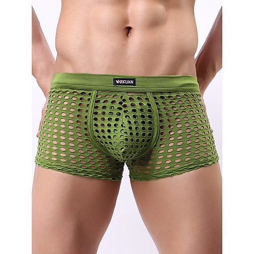 

Men's 1 Piece Mesh Boxers Underwear - Normal Low Waist White Black Blue S M L