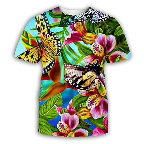 

Men's T shirt Graphic Print Short Sleeve Party Tops Exaggerated Rainbow