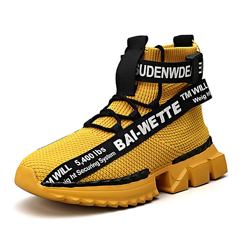 

Men's Trainers Athletic Shoes Sporty Casual Athletic Daily Running Shoes Walking Shoes Mesh Breathable Non-slipping Shock Absorbing White Black Yellow Slogan Fall Summer