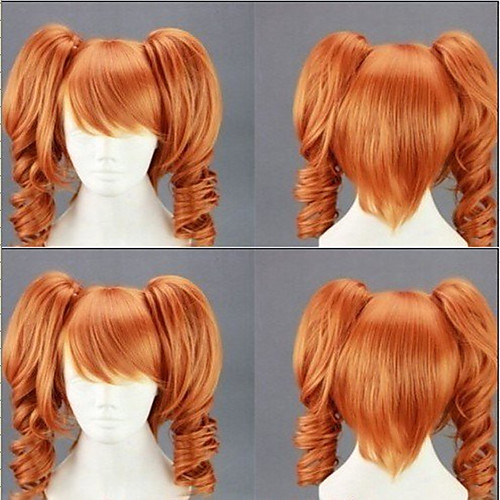 

Cosplay Costume Wig Synthetic Wig Cosplay Wig Lolita Curly Cute With 2 Ponytails Wig Medium Length Light golden Black Orange Synthetic Hair 18 inch Women's Cosplay Blonde hairjoy