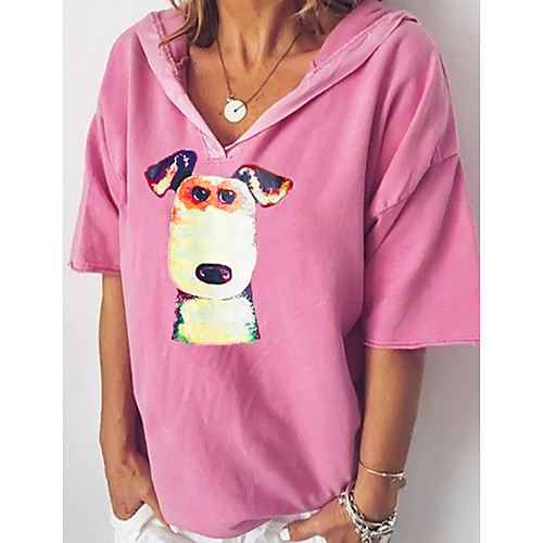 

Women's Blouse Shirt Animal V Neck Tops Basic Top Blue Blushing Pink Brown