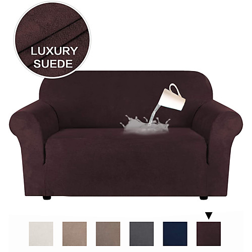 

Stretch Suede Sofa Covers for 1-4 Cushion Couch Covers Sofa Slipcovers with Non Slip Straps Underneath The Furniture,Water Proof Feature Soft Spandex Fabri