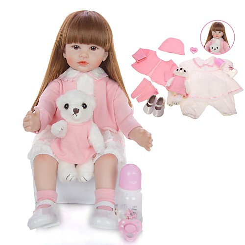 

KEIUMI 24 inch Reborn Doll Baby & Toddler Toy Reborn Toddler Doll Baby Girl Gift Cute Lovely Parent-Child Interaction Tipped and Sealed Nails Half Silicone and Cloth Body with Clothes and Accessories
