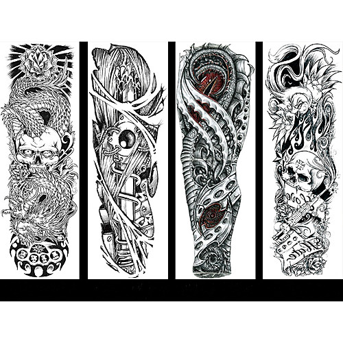 

6 Sheets Randomly Full Arm Temporary Tattoo Tattoo Designs Konsait Extra Temporary Tattoo Black tattoo Body Stickers for Man Women QB17-QB24