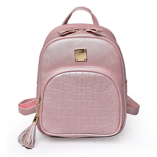

Women's Girls' PU Leather School Bag Commuter Backpack Mini Backpack Large Capacity Waterproof Zipper Daily Black Blue Blushing Pink Gray