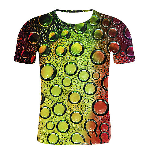 

Men's T shirt Graphic Optical Illusion Print Short Sleeve Daily Tops Green